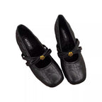 Damen elegante Mid-Heel Ballerinas mit dekorativen Riemen R&B