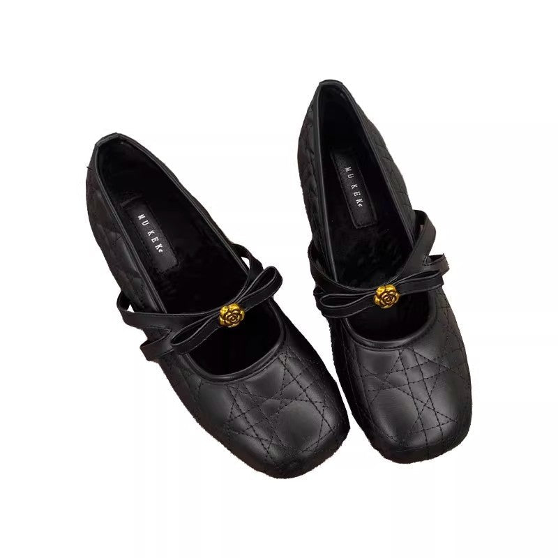 Damen elegante Mid-Heel Ballerinas mit dekorativen Riemen R&B