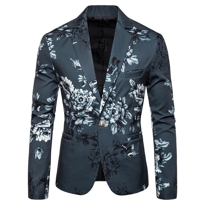 Herren eleganter Blazer mit floralen Mustern und strukturiertem Design