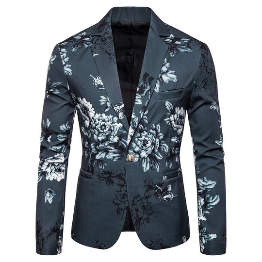 Herren eleganter Blazer mit floralen Mustern und strukturiertem Design R&B