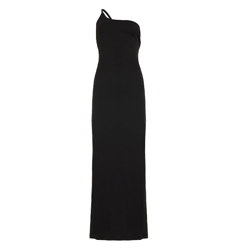 Damen Maxikleid mit modernem asymmetrischem Schnitt und elegantem Spaghettiträger-Design R&B