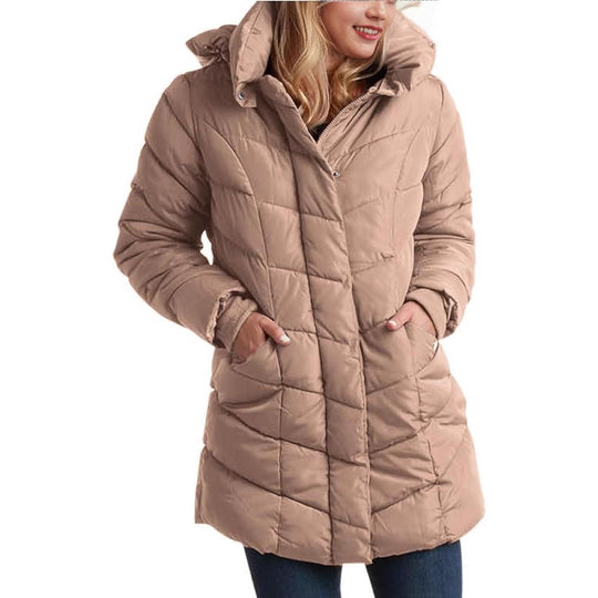 Damen Langer gesteppter Winterparka mit hochgeschlossenem Kragen R&B