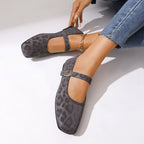Damen Ballerinas mit trendigem Leopardenmuster und dekorativem Riemen R&B