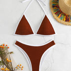 Damen Triangel-Bikini-Set mit kontrastierenden Borten R&B