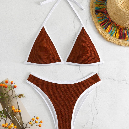 Damen Triangel-Bikini-Set mit kontrastierenden Borten R&B