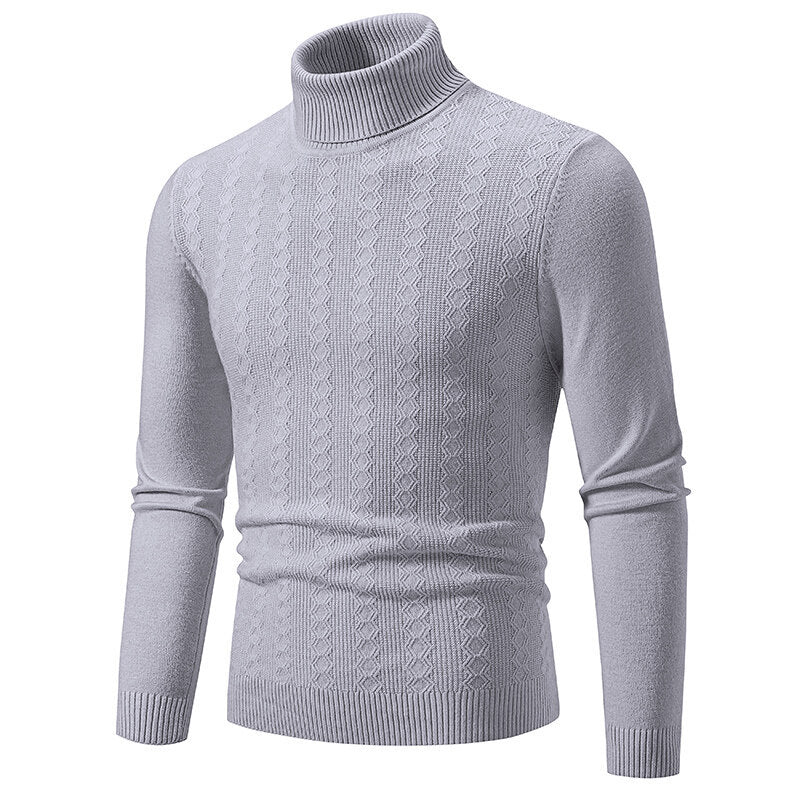 Herren Rollkragenpullover mit strukturiertem Zopfdesign