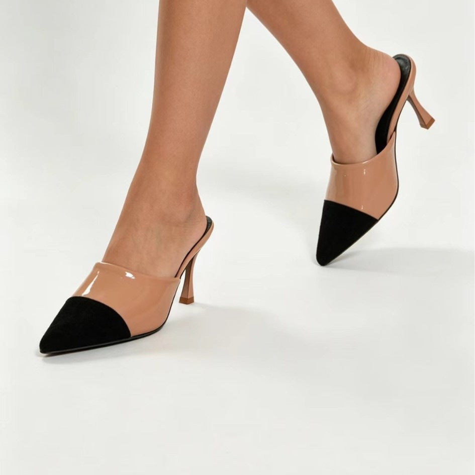 Damen Elegante Slingback High-Heels mit modischem Kontrast R&B