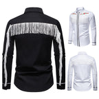 Herren elegante Westernbluse mit Fransen und bestickten Motiven