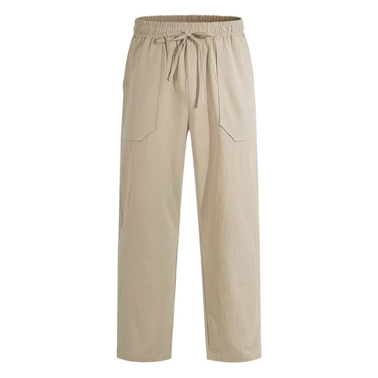 Herren nan weite Relaxhose aus Leinen-Mix mit Kordelbund und aufgesetzten Beintaschen R&B