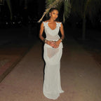 Damen Elegantes und luftiges Maxikleid mit raffinierten Trägern R&B