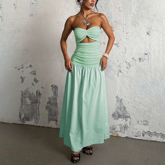 Damen Maxikleid mit schicker Schnittführung und raffiniertem Bauch-Detail R&B