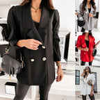 Damen eleganter Oversize-Blazer mit Taschen und Knopfdetails R&B