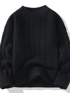 Herren Grobstrickpullover mit Zopfmuster und lässigem Schnitt R&B