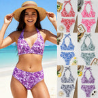 Damen Hochtailliertes Bikini-Set mit floralem Design und verspieltem Halteroberteil R&B