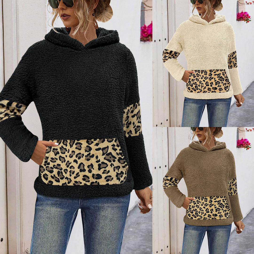 Damen Kuschel-Hoodie mit tierischem Muster und praktischen Seitentaschen R&B