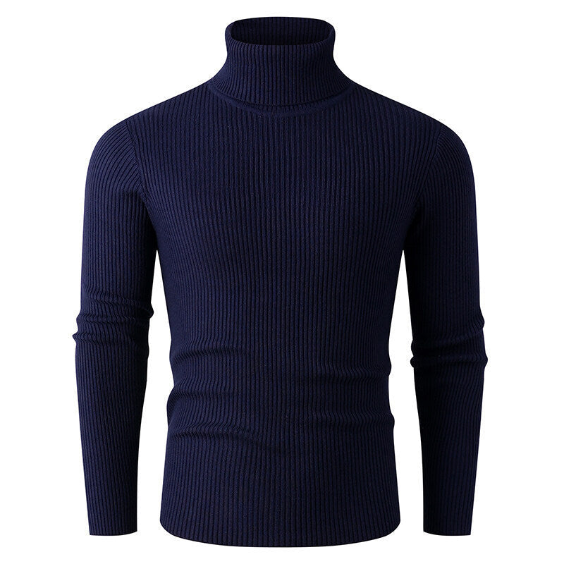 Herren eleganter Rollkragenpullover aus strukturiertem Strickmaterial R&B