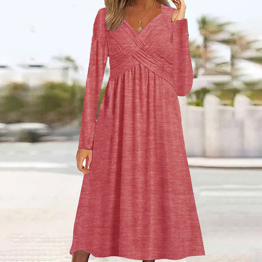 R&B | Lässiges Langarmkleid Mit Kreuzdesign