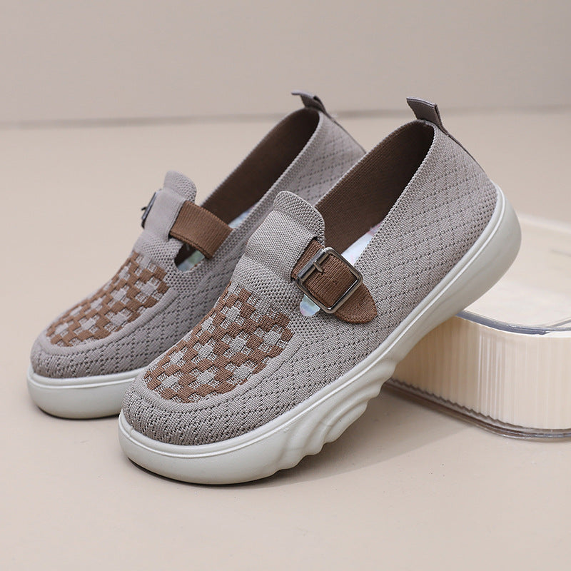 Damen Komfortable Slip-On Freizeitschuhe mit modischem Riemen R&B