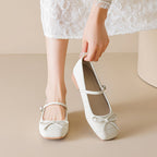 Damen Ballerinas mit eleganter Schleife und komfortablem Riemen