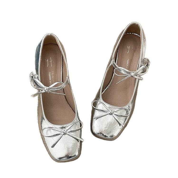 Damen Elegante Pumps mit zarter Schleifenverzierung und glitzernder Oberfläche R&B