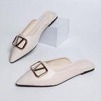 Damen elegante Mules mit modischem Goldapplikationsdetail R&B
