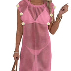 Damen luftiger Netzstrandkleid mit Fransen R&B