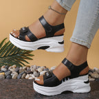 Damen modische Wedge-Sandalen mit elastischem Riemendesign und komfortabler Dämpfung R&B