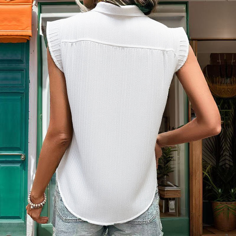 Damen Bluse mit Rüschendetails und kurzem Ärmel R&B