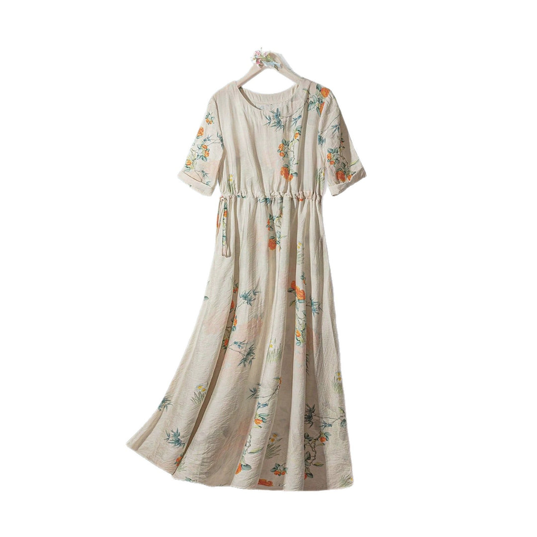 Damen Langarm Maxi-Kleid mit floralem Design und elastischem Bund R&B