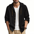 Herren lässige Kapuzenshirtjacke mit Knopfleiste und praktischen Taschen R&B