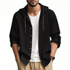 Herren lässige Kapuzenshirtjacke mit Knopfleiste und praktischen Taschen R&B
