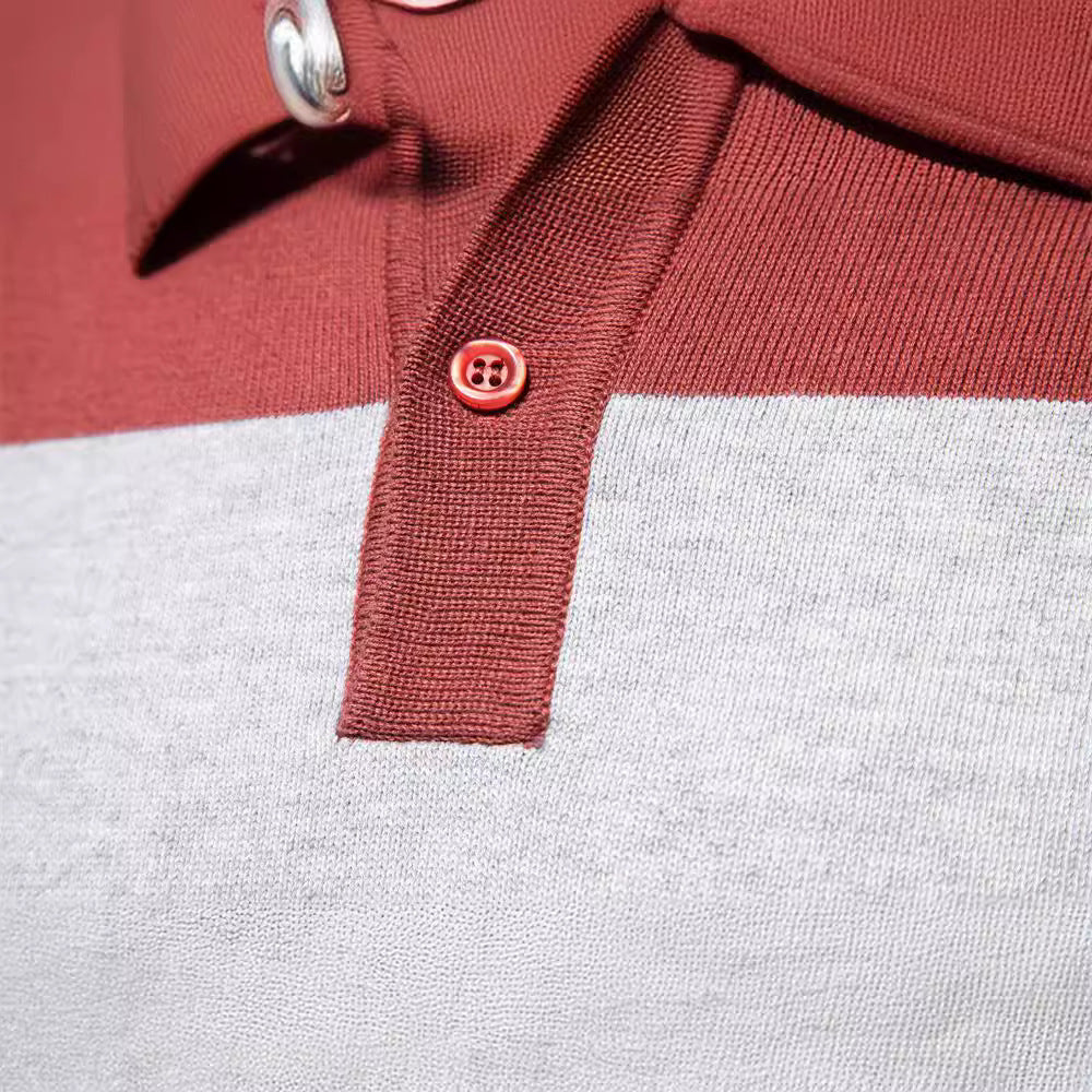 Herren Langarm-Polo-Shirt mit modischem Streifendesign
