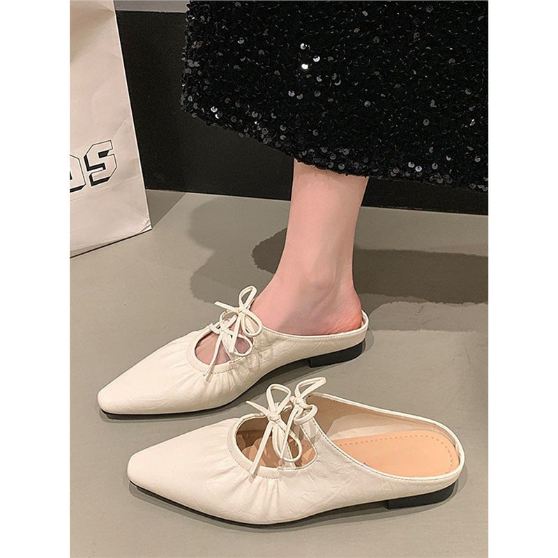 Damen flache Mules mit dekorativen Schleifen R&B