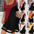 Damen modisches Freizeitkleid mit Cut-Out Ärmeln und asymmetrischem Design R&B