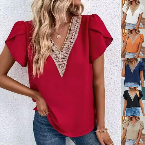 Damen Bluse mit eleganter Spitze und modernen Puffärmeln R&B