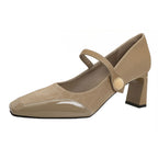 Damen Elegante Mary Jane Pumps mit modischem Riemen und glänzendem Absatz