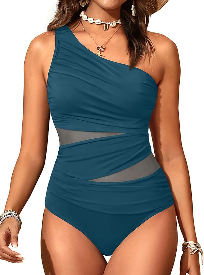 Damen stilvoller Badeanzug mit asymmetrischem Schnitt R&B