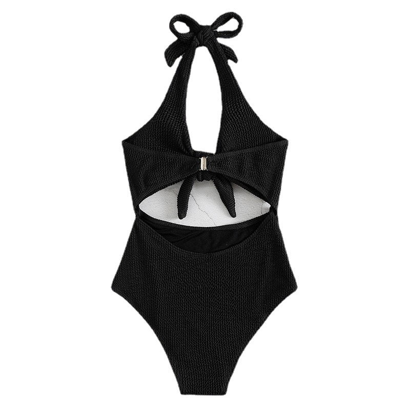 Damen Hoch geschnittener Badeanzug mit Knotendetail R&B