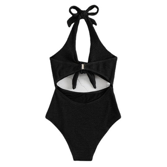 Damen Hoch geschnittener Badeanzug mit Knotendetail R&B