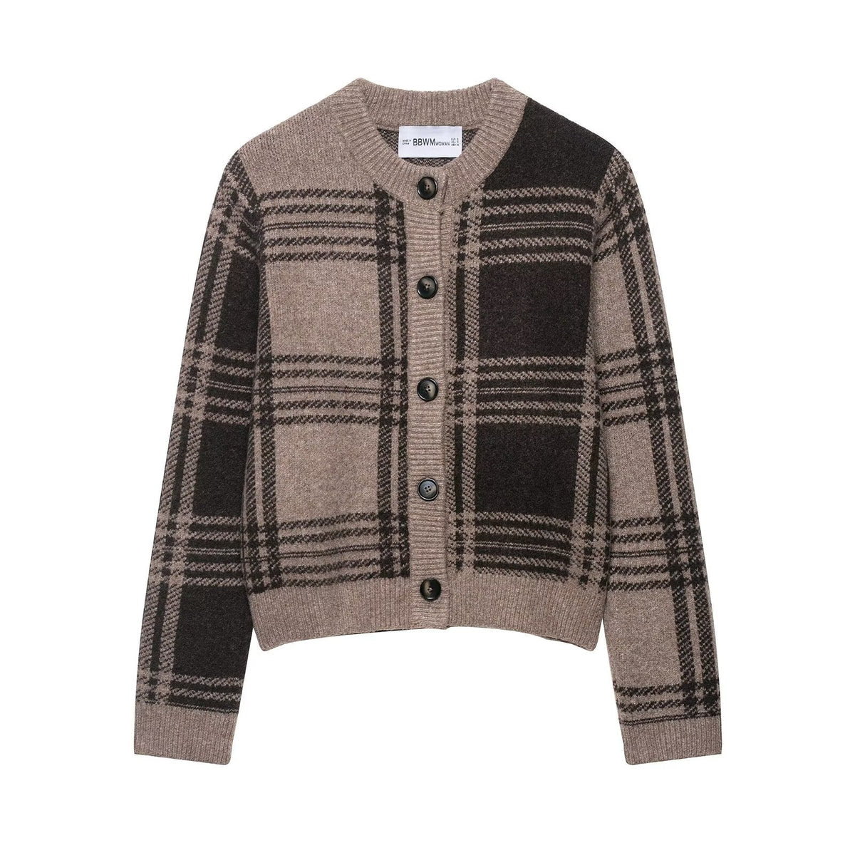 Damen Modische Karostrickjacke R&B