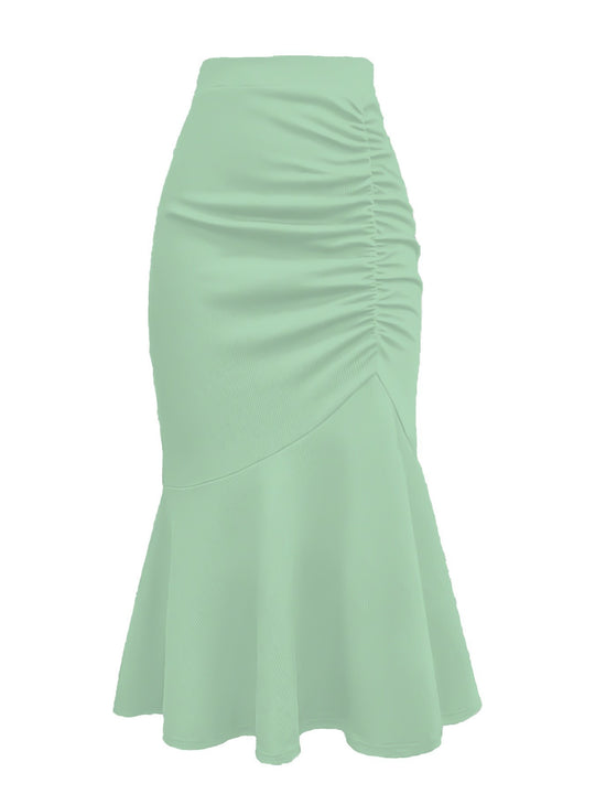 Damen eleganter Midirock mit asymmetrischem Schnitt und Raffung R&B