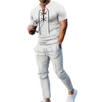 Herren Freizeit-Set mit lässigem Henley-Oberteil und modernen Jogginghosen R&B