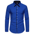 Herren elegantes Langarmhemd mit kontrastierendem Kragen und feinen Knopfdetails R&B