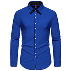 Herren elegantes Langarmhemd mit kontrastierendem Kragen und feinen Knopfdetails R&B