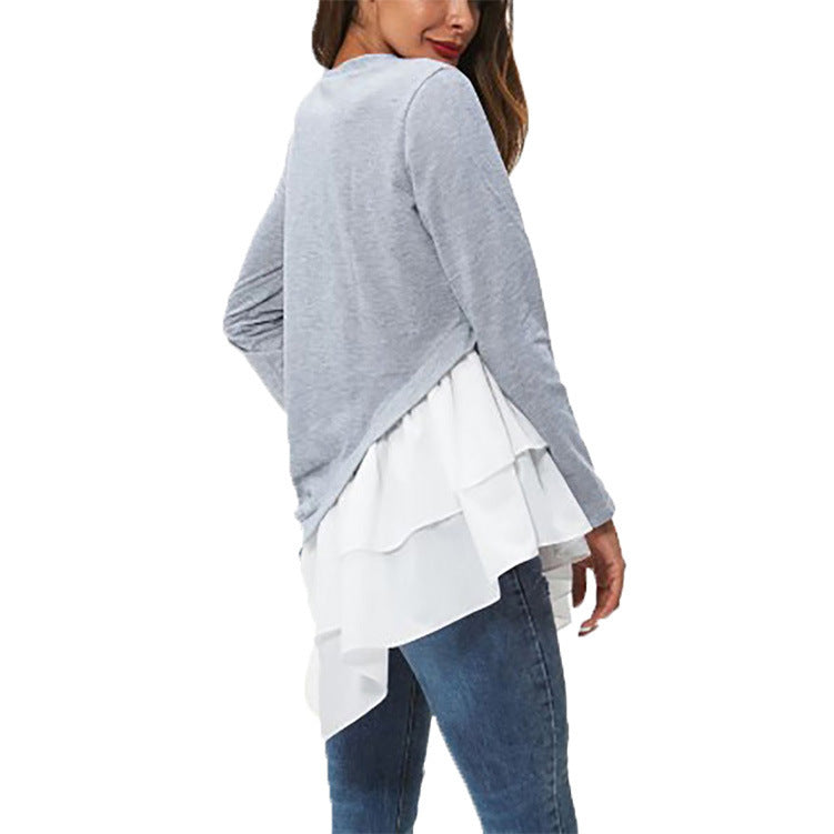 Damen asymmetrisches Sweatshirt mit gefächertem Rüschensaum R&B