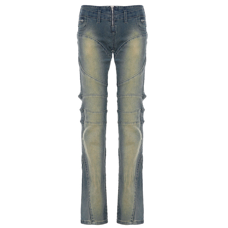 Damen Bootcut Jeans mit modischen Nähten und komfortablem elastischen Bund R&B