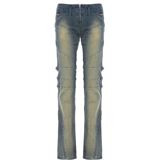 Damen Bootcut Jeans mit modischen Nähten und komfortablem elastischen Bund R&B