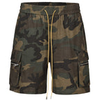 Herren nan Cargo-Shorts im Camouflage-Ripstop mit Elastikbund, Tunnelzug und Reißverschlusstaschen R&B