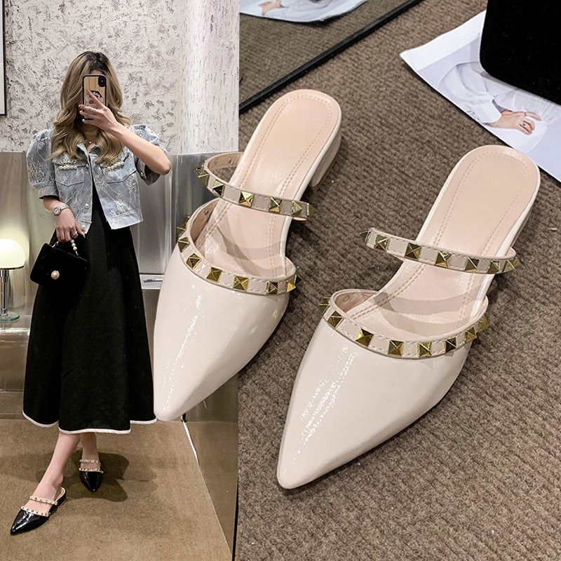 Damen elegante Mules mit modernen Nietenakzenten R&B