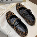 Damen Ballerinas mit elegantem Riemendesign und modischem Leopardenmuster R&B